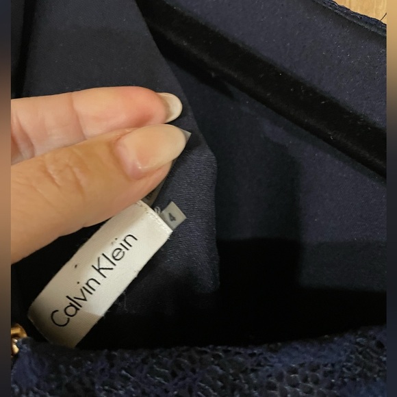 CALVIN KLEIN-lace overlay navy dress - Picture 3 of 3